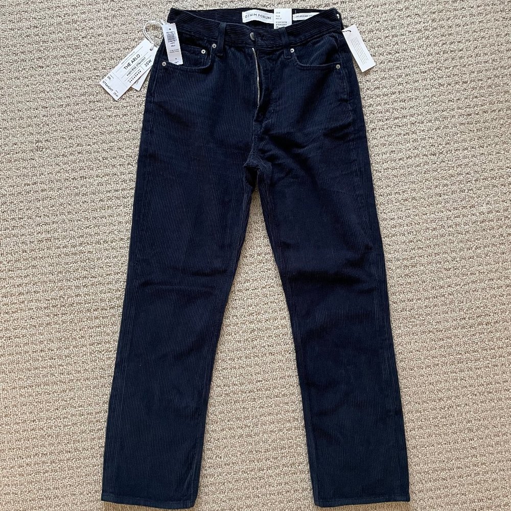 NWT Denim Forum Arlo High Rise Straight Corduroy Jean, sz 25